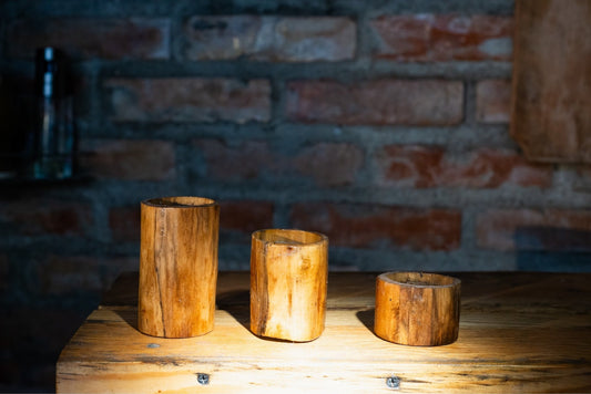 Rustic Harmony – Handcrafted Wooden Candle Holders (Set of 3)