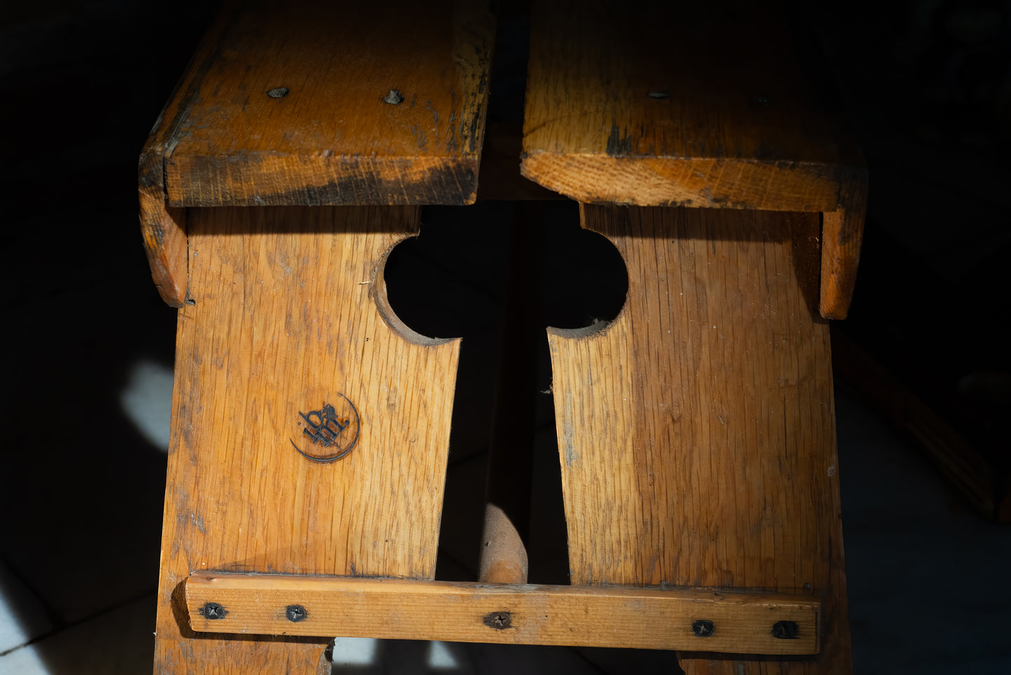 🪑 Traditional Wooden Stool – Burnt Edge Detail