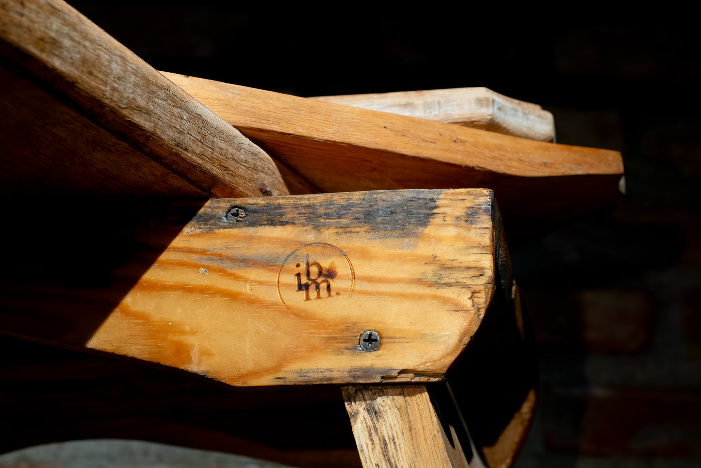 🪑 Traditional Wooden Stool – Burnt Edge Detail
