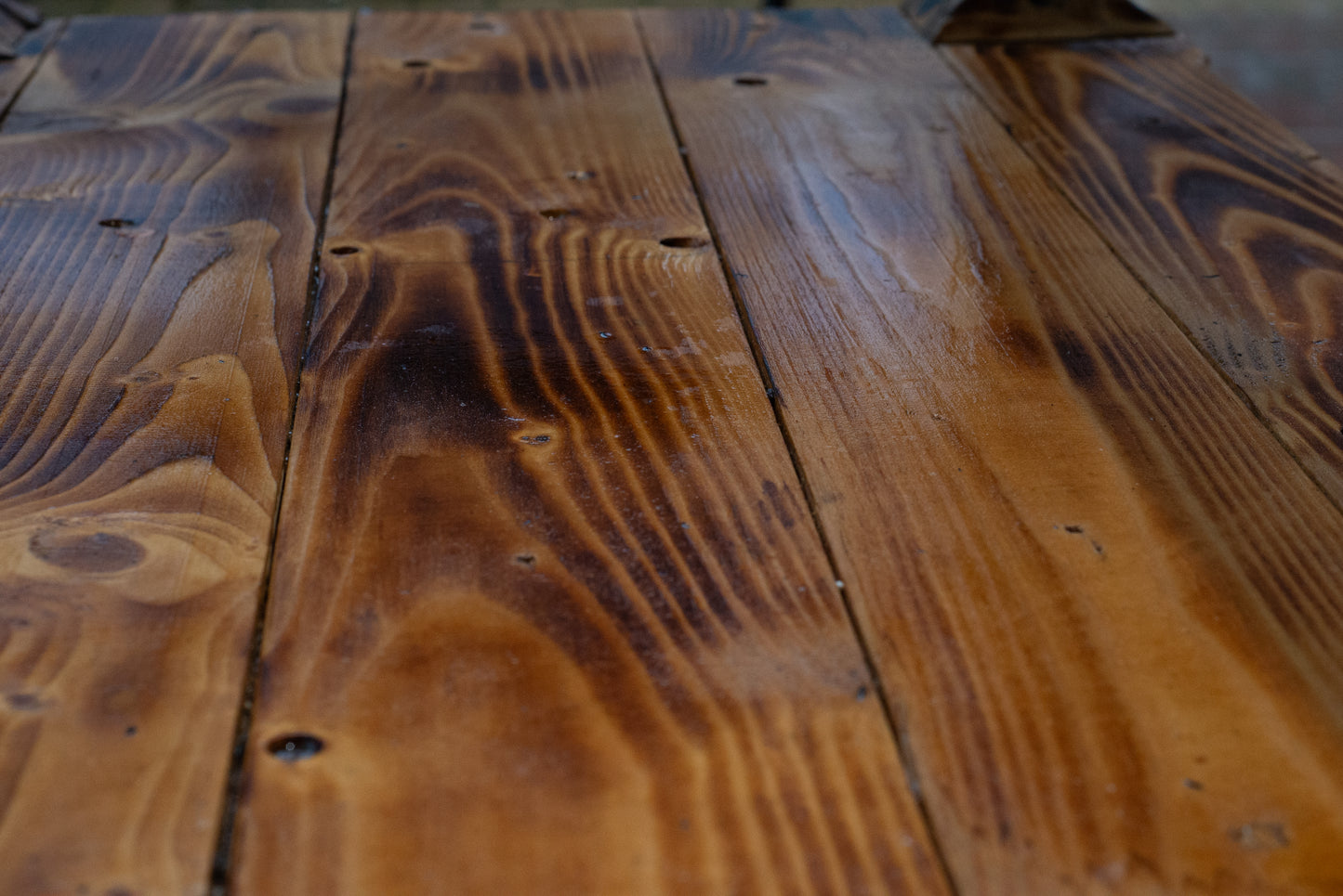 🪑 Rustic Wooden Bench – Burnt Pine Finish
