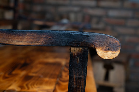🪑 Rustic Wooden Bench – Burnt Pine Finish