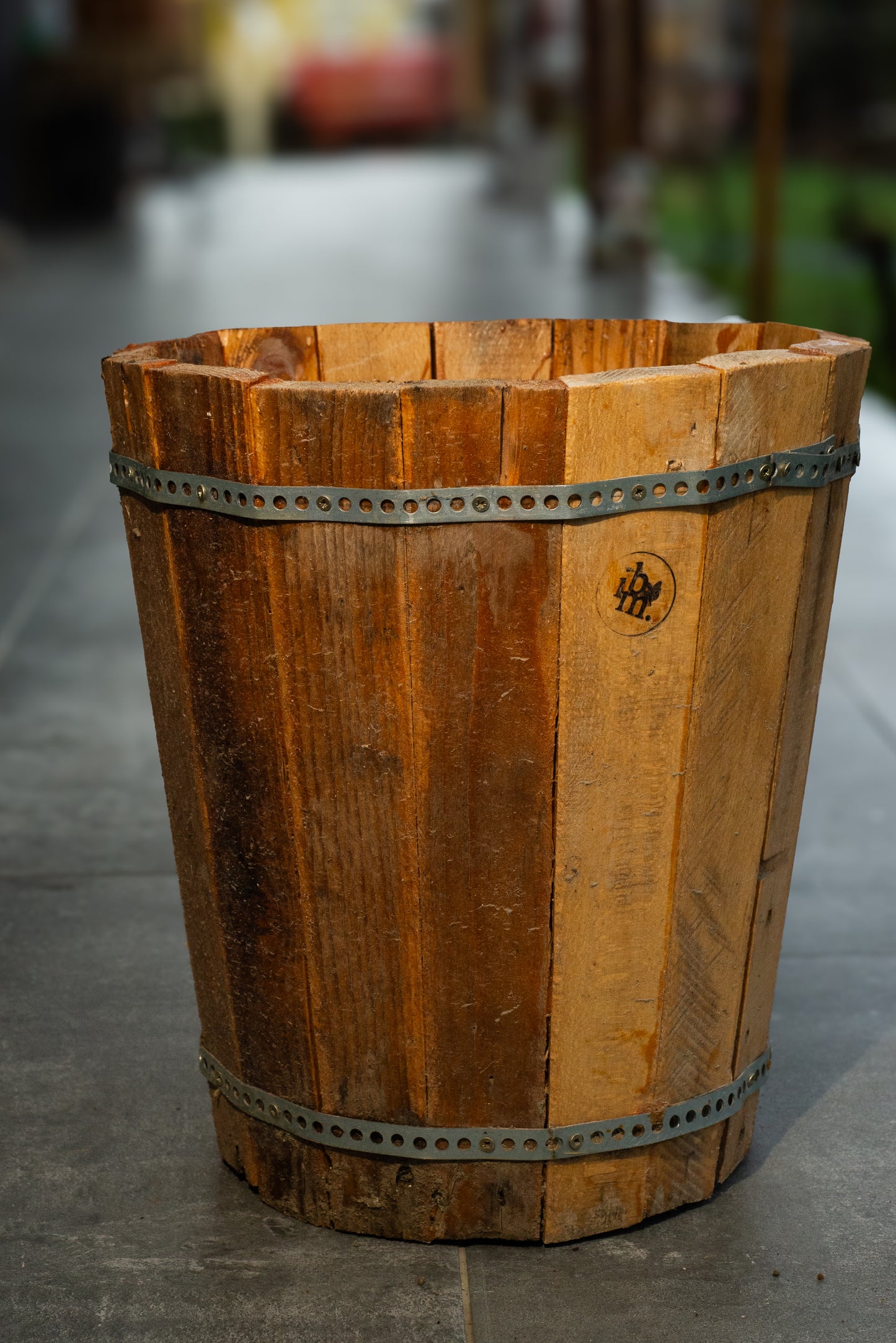 Rustic Wooden Barrel Planter