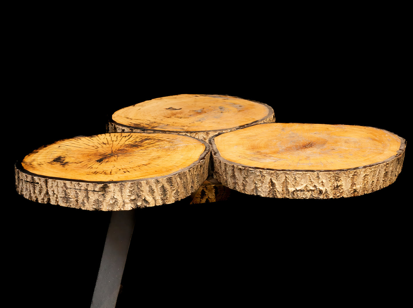 π² Triple Slice Solid Wood Table β Natural & Industrial Fusion
