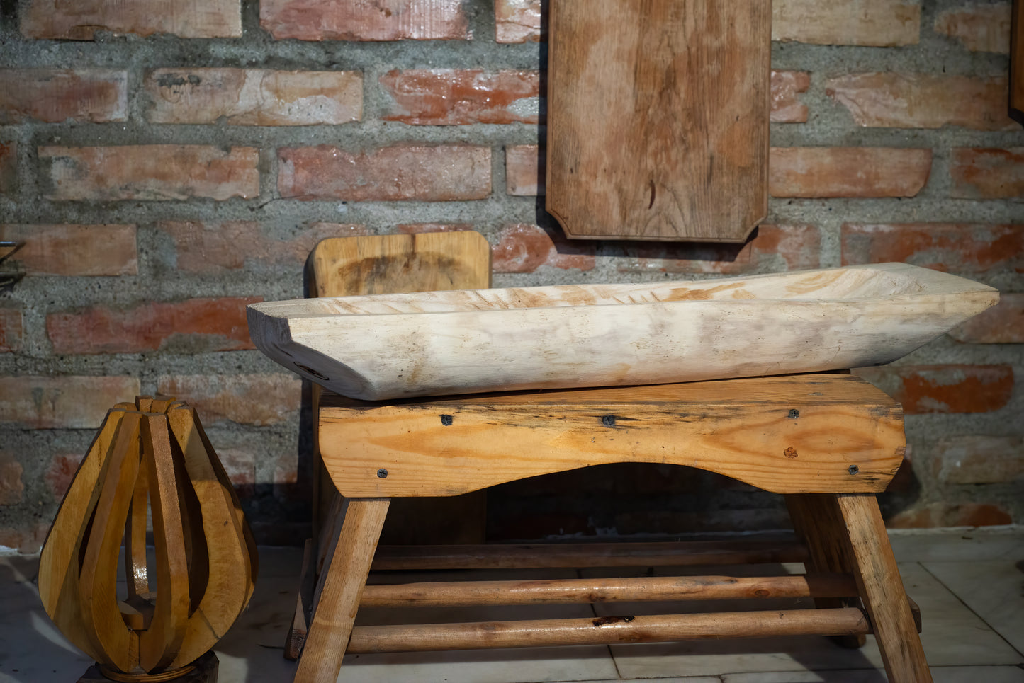 Rustic Hand-Carved Fruit Bowl Set (2 pcs)