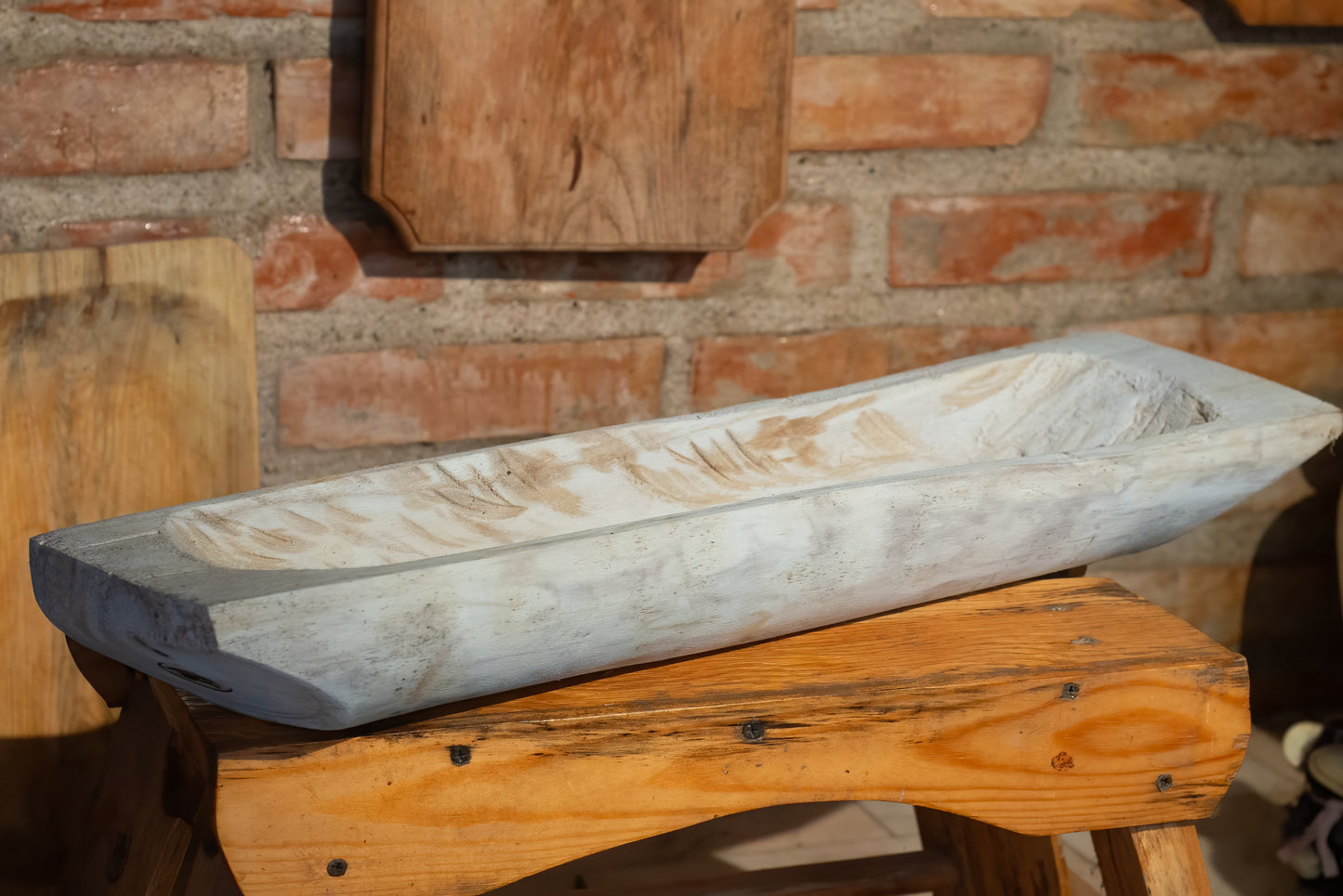 Rustic Hand-Carved Fruit Bowl Set (2 pcs)