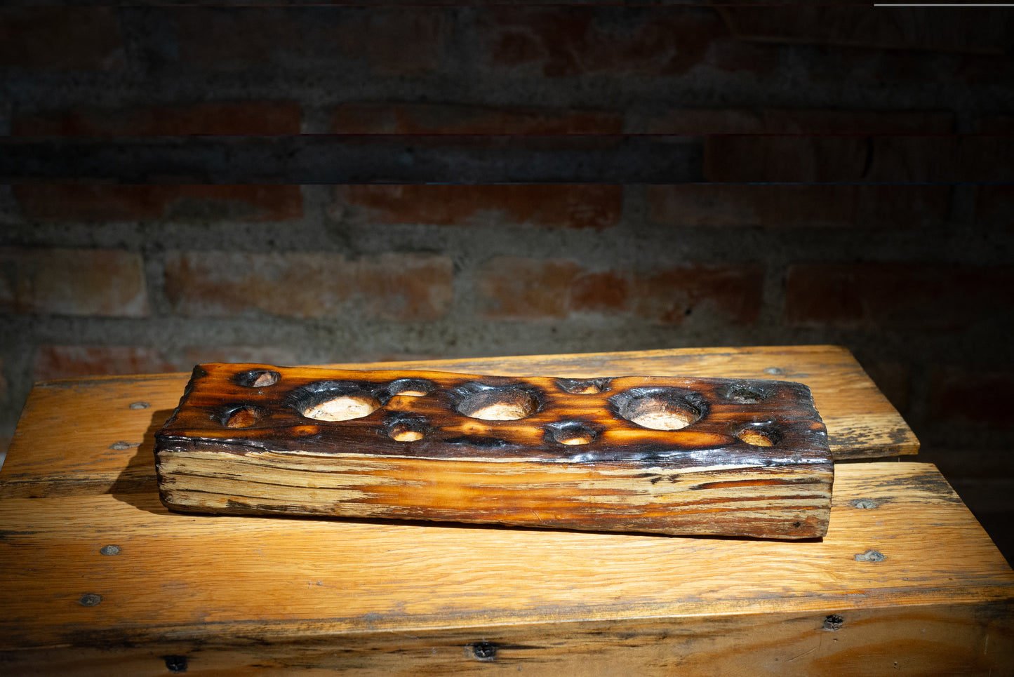 Charred Ember – Rustic Multi-Tea Light Candle Holder