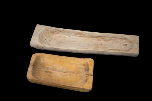Rustic Hand-Carved Fruit Bowl Set (2 pcs)